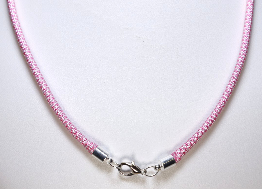 White w/ Pink Hearts Braided Choker Necklaces Bracelets Anklets Silver Clasp USA