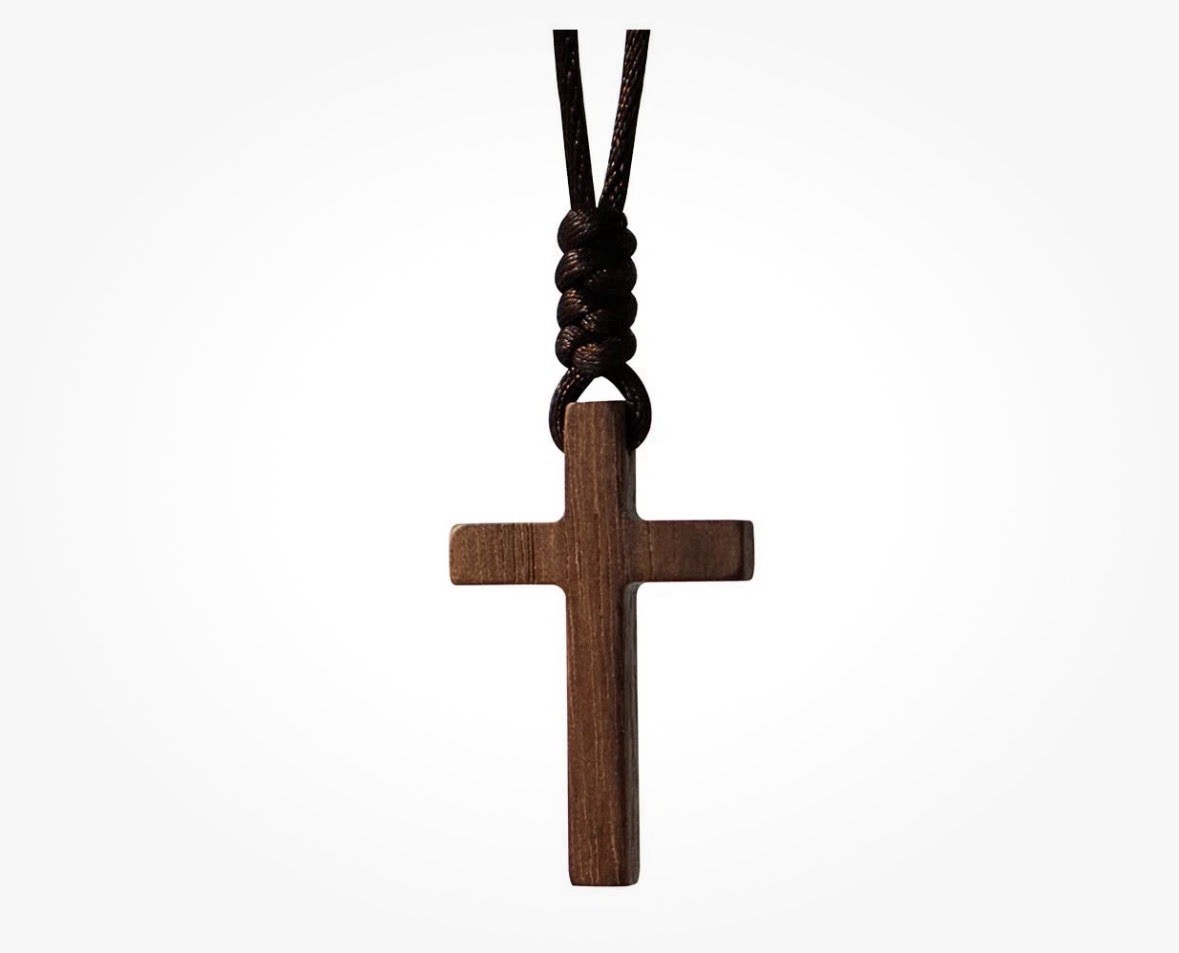 Natural Walnut Wood Cross Pendant Necklace for Men Women Gift Necklace Wooden…