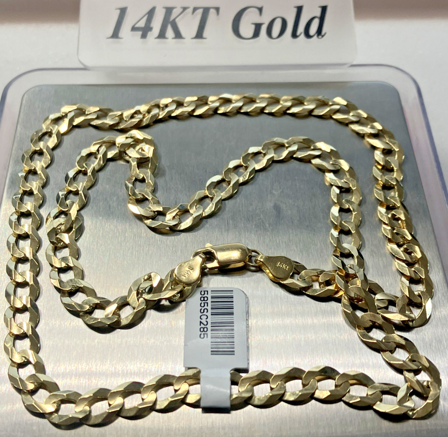 14kt Real Gold Solid Curb Link Chain 28.5grams 7.2mm 24” Brand New with Tag 14K
