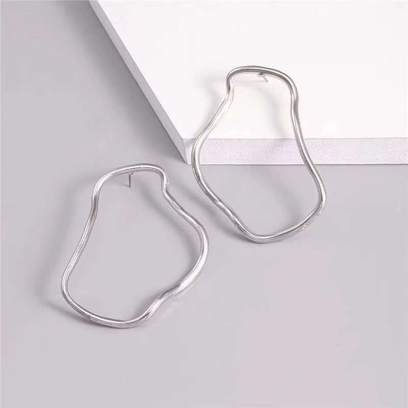 Exaggerated Silver Tone Statement Earrings European American Style Women Gift