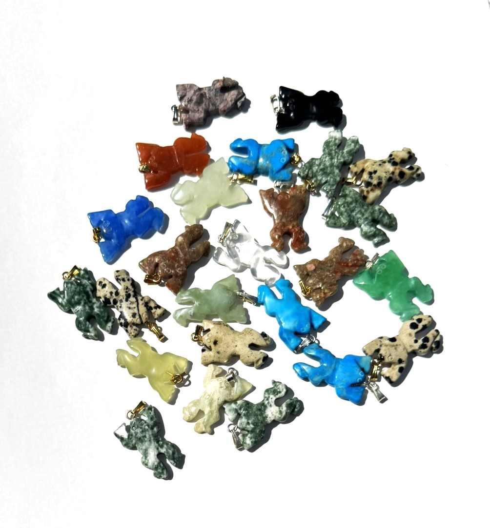 Wholesale Lot 25 Assorted Hand Made Frog Stones Pendants 1 inch long