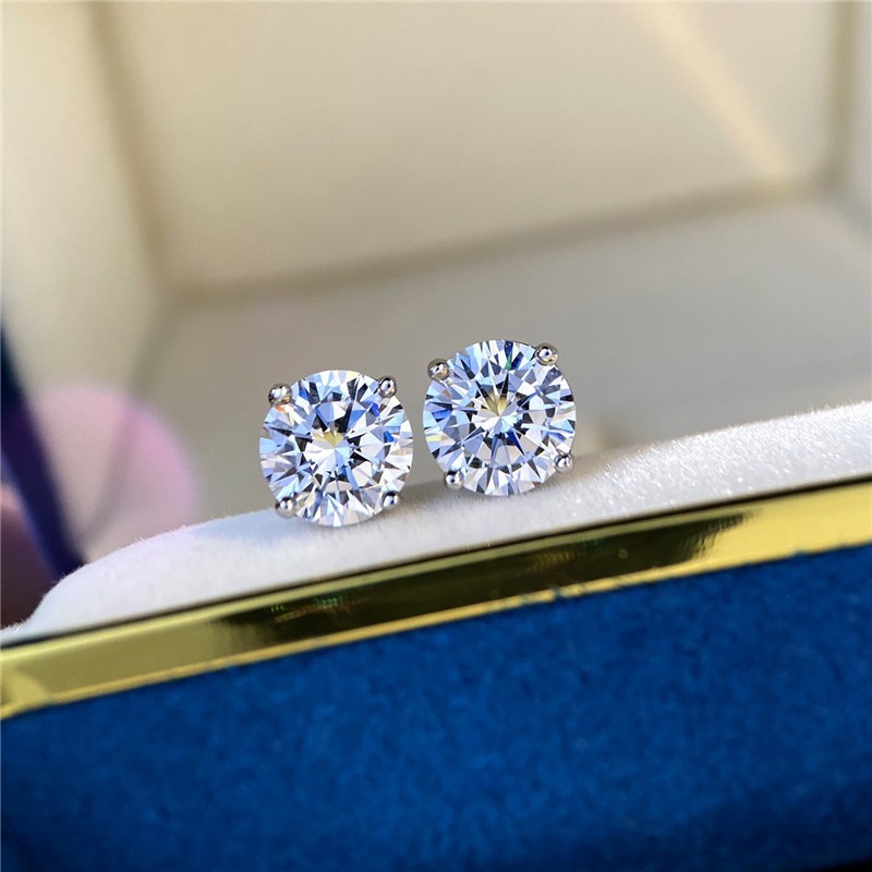 Certified D VVS1 Moissanite Stud Earrings 925 Sterling Silver 0.50CT-4.00CT New