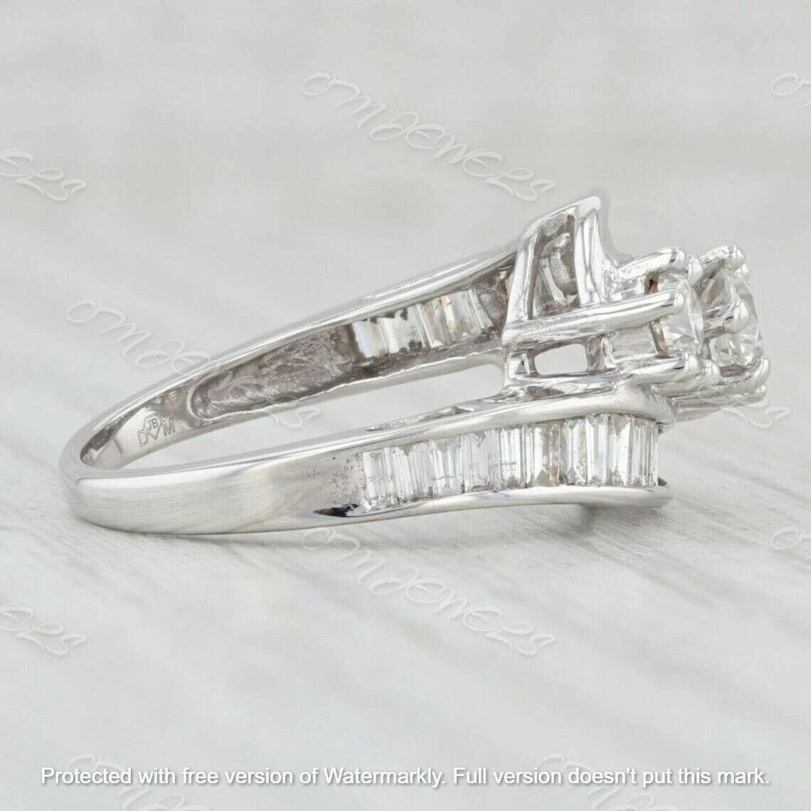 2Ct Lab-Created Diamond Solitaire With Accents Engagement Ring 14K White Gold F