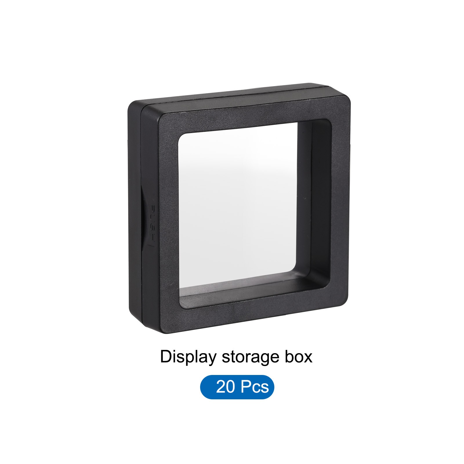 Floating Thin Film Display Box ABS Frame Case 5cm x 5cm x 2cm Black,Pack of 20