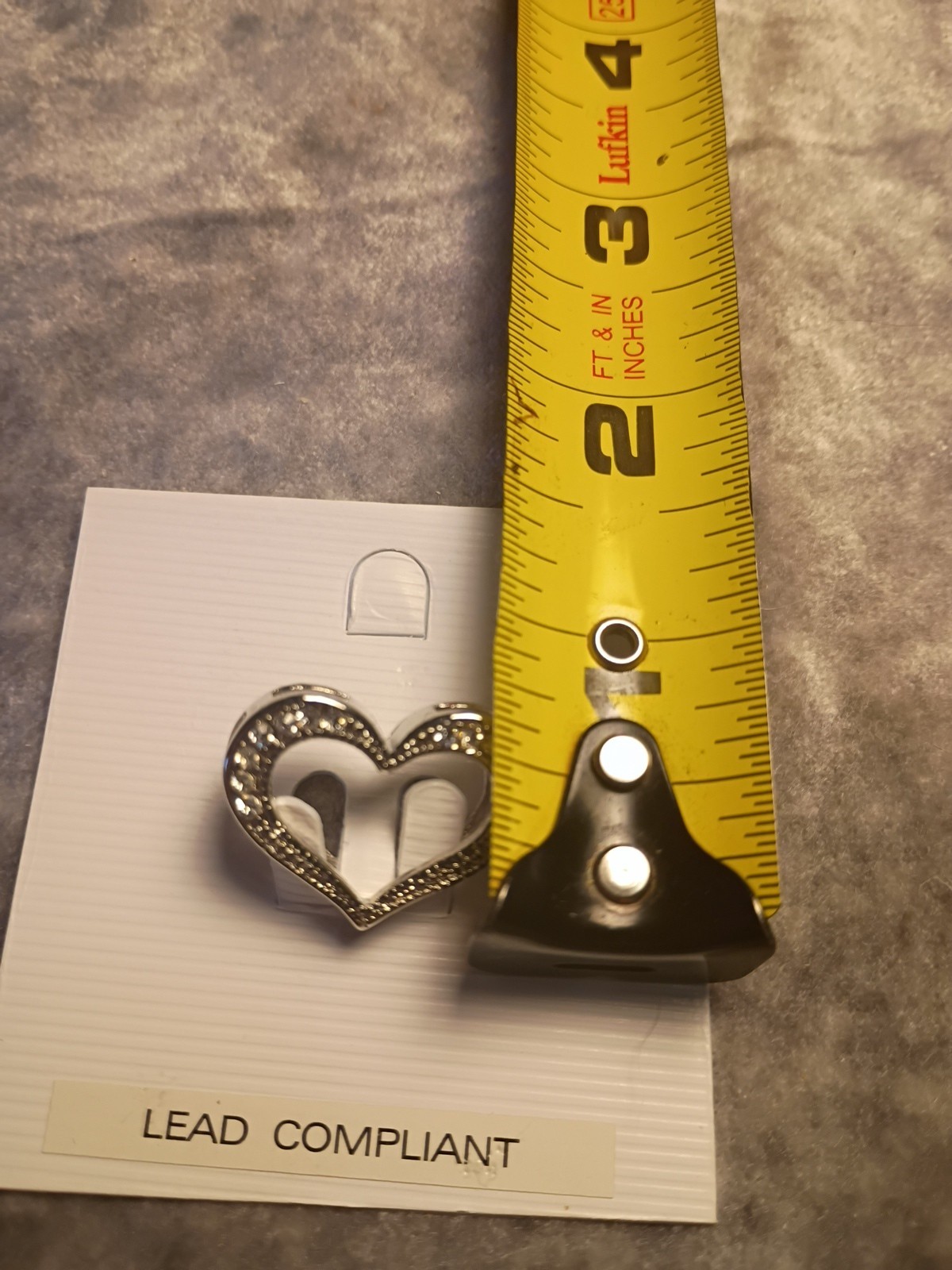 New With Tags Heart Shaped With Clear Rhinestones Pendant Without Chain. J7