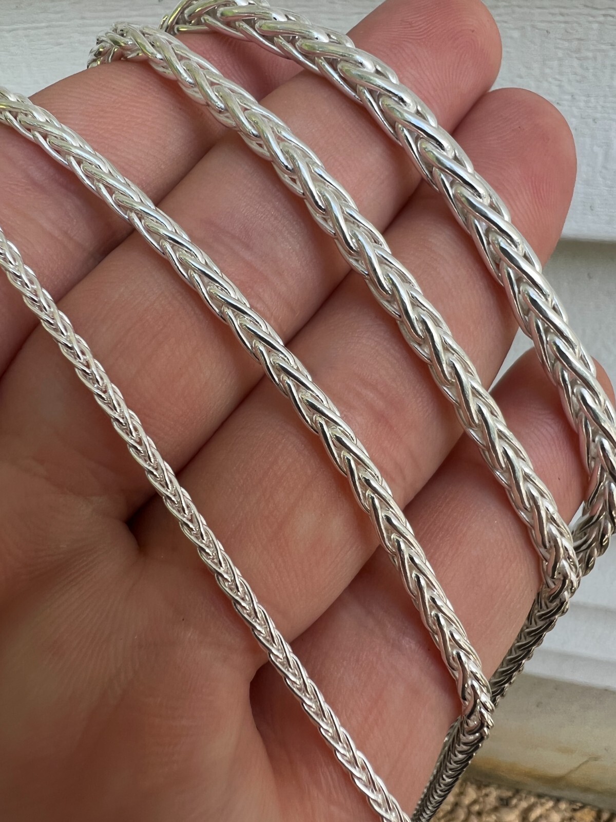 Real Solid 925 Sterling Silver Spiga Rope Wheat Chain Necklace 2-5mm 16-30″