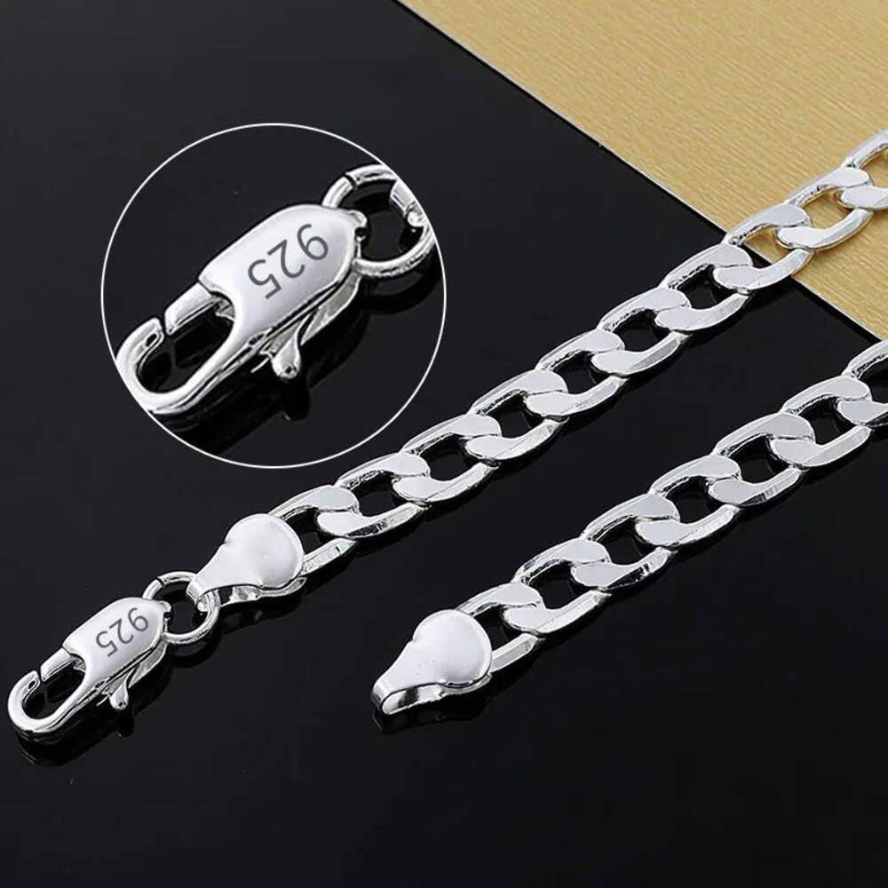 925 Sterling Silver Necklace For Men’s 16/18/20/22/24 Inches Classic 8MM Chain L