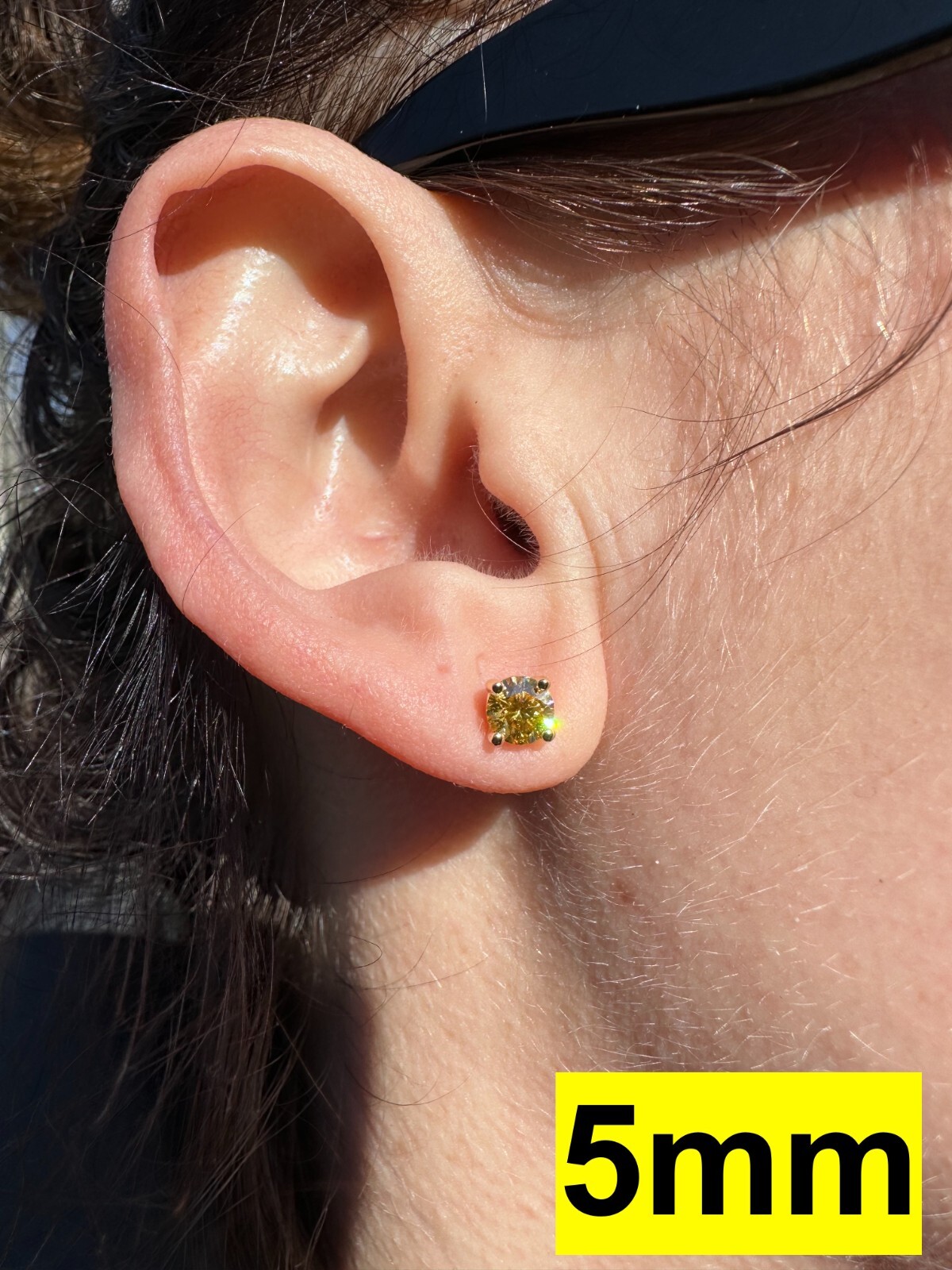 Canary Yellow Moissanite Screwback Stud Earrings 14k Gold Plate 925 Silver 3-8mm