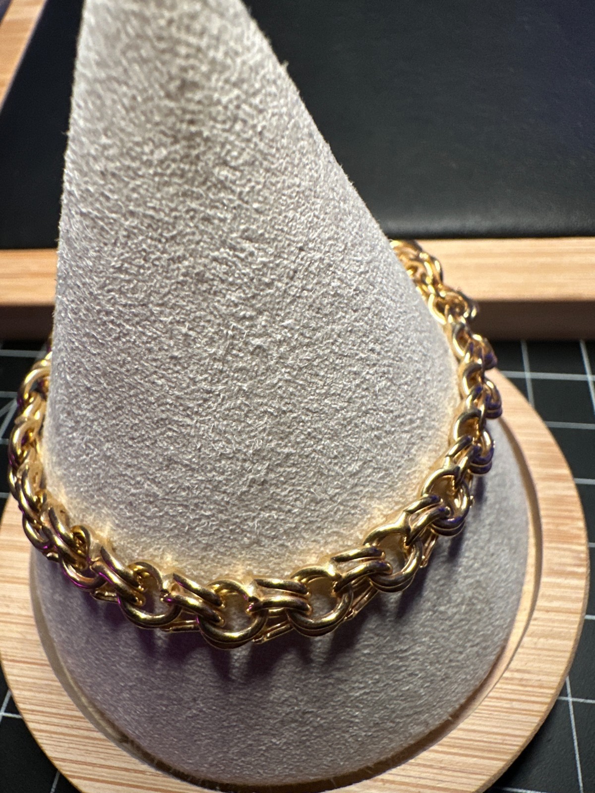 Solid 10K Yellow Gold Double Link Chain Bracelet – 417 Italy – 7.7 grams – 7″