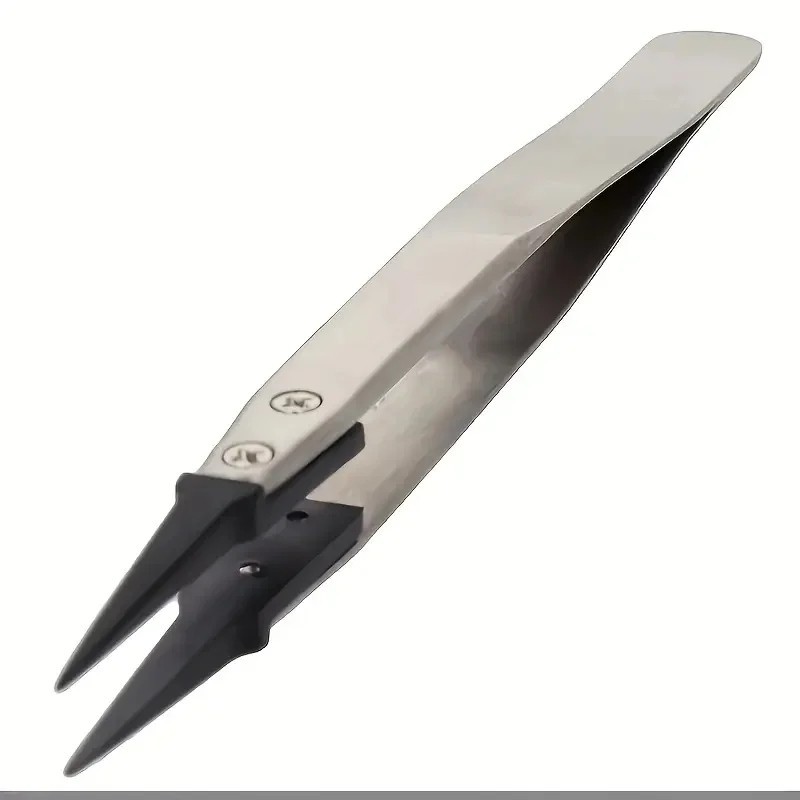 ESD-Safe Precision Tweezers, Anti-Static Tips with Heavy-Duty Metal