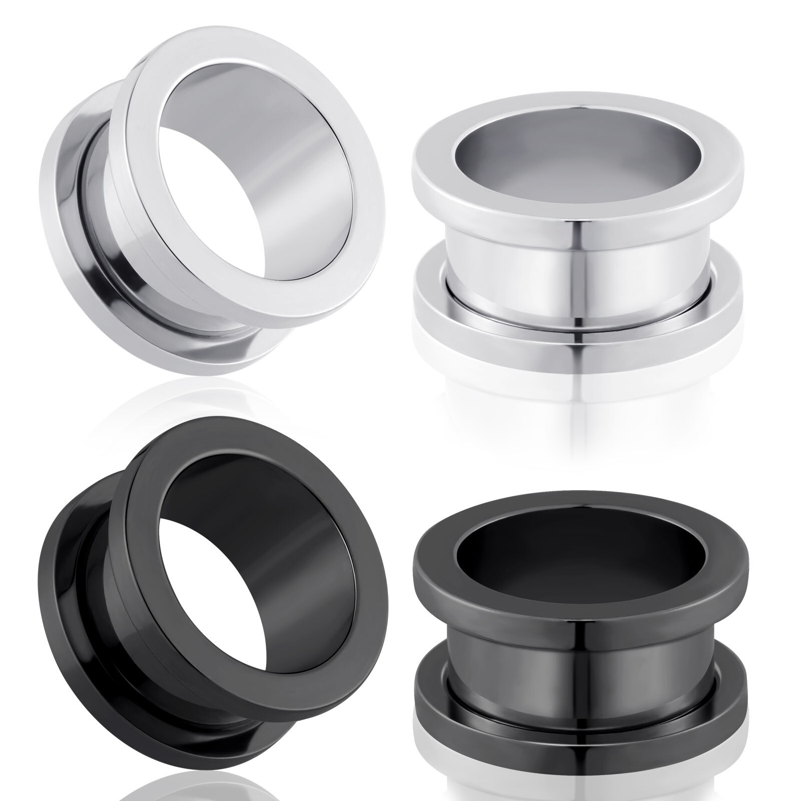 4Pc Ear Plug Tunnels Stainless-Steel Screw Gauges Double Flared Expander 2g-3/4″
