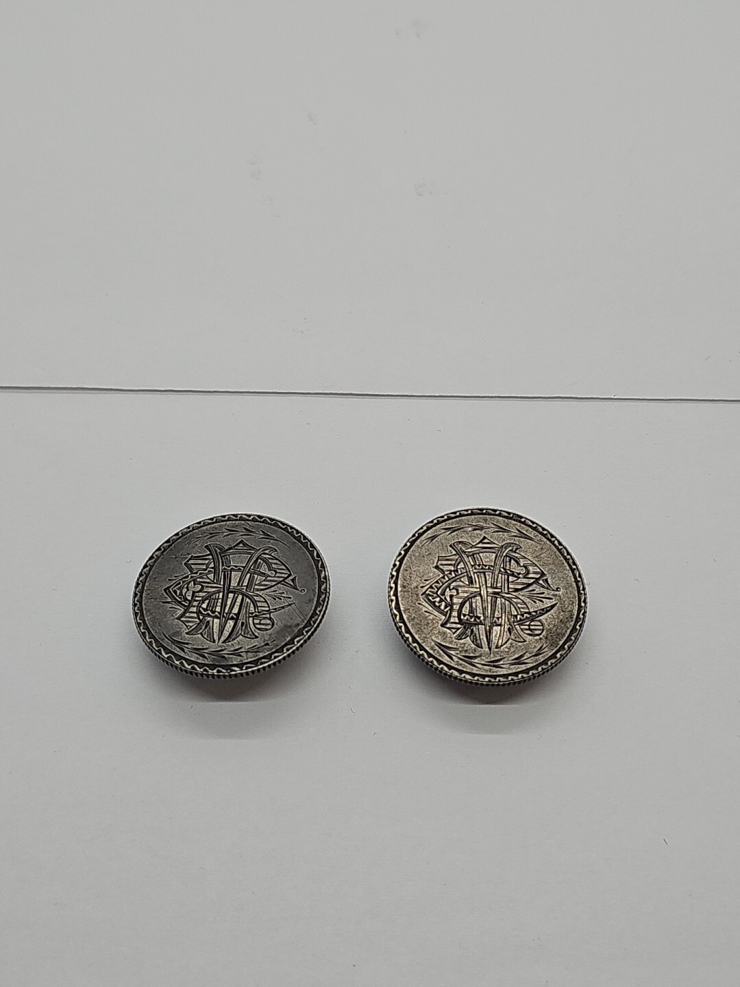 Antique 1891/1892 Seated Liberty Silver Quarter- Hand Engraved Cuff Link pair