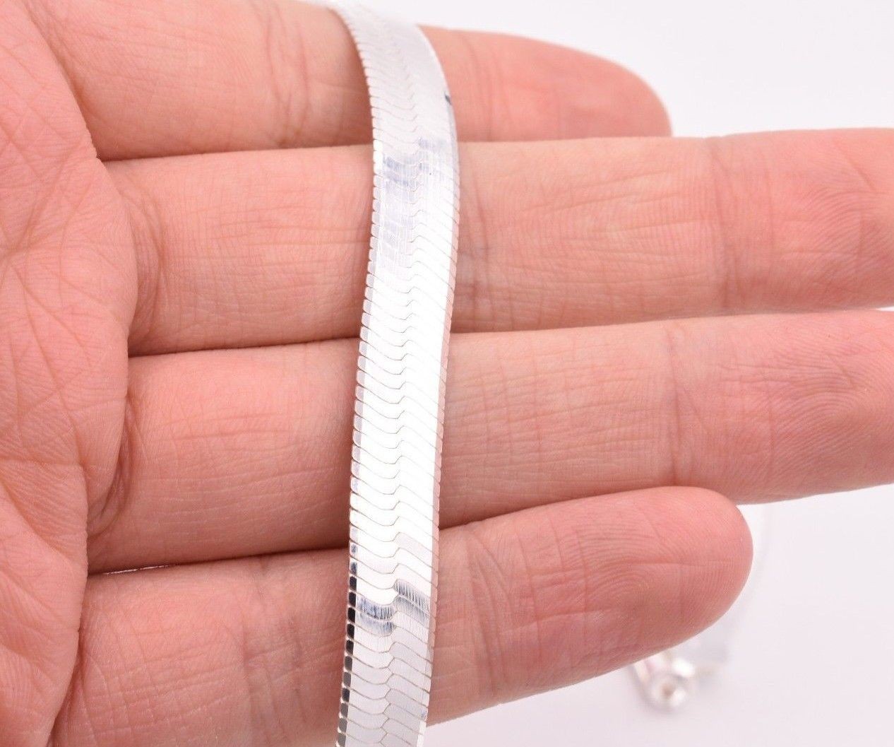 9mm Flexible Herringbone Chain Necklace Real Solid Sterling Silver 925 Italy
