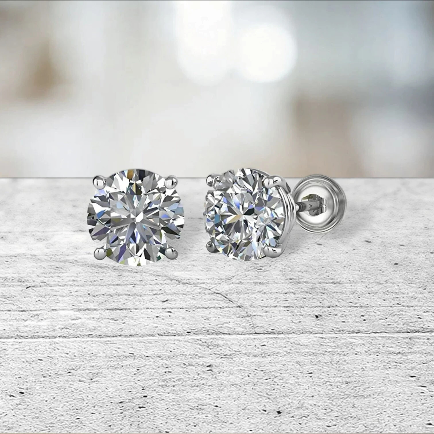 1 ct. Stunning Lab-Created Diamond Screw Back Stud Earrings – 14k White Gold