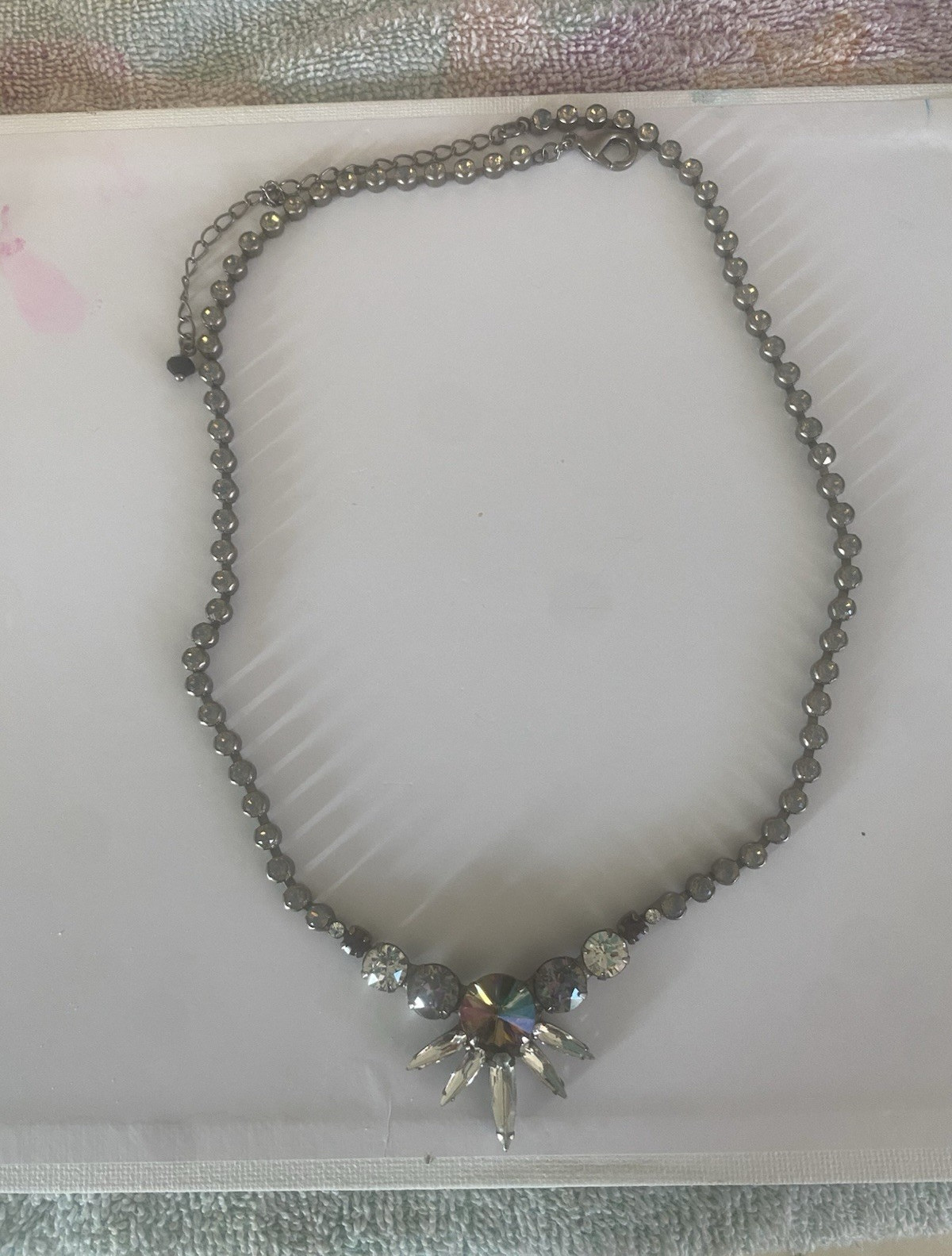 Sorrelli Signed Silver Plated Beaded Crystal Rhinestone Starburst Pendant