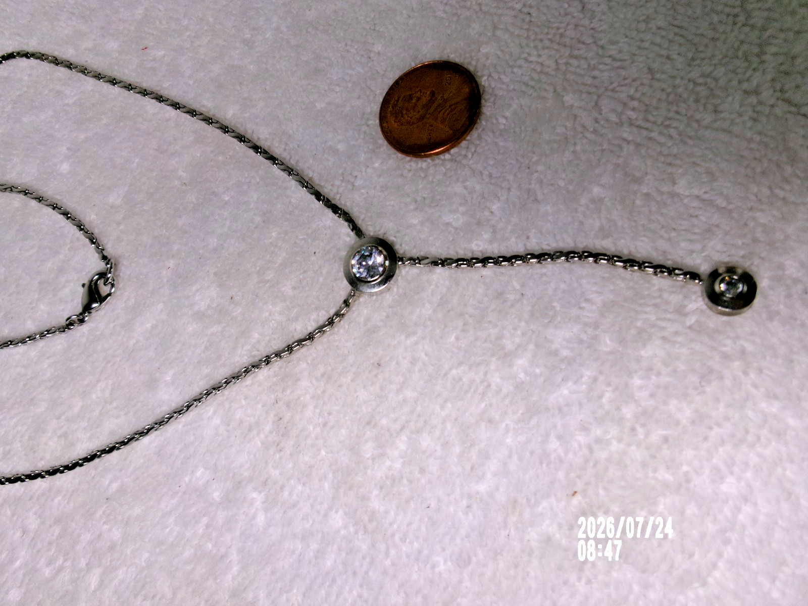 ELIOT DANORI RHODIUM SILVERTONE Y DROP NECKLACE SWAROVSKI CRYSTAL ACCENTS 16.75″