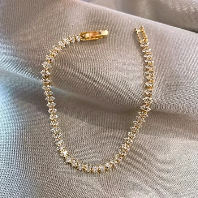 14k yellow gold plated tennis bracelet marquise cut simulated diamonds 7” long