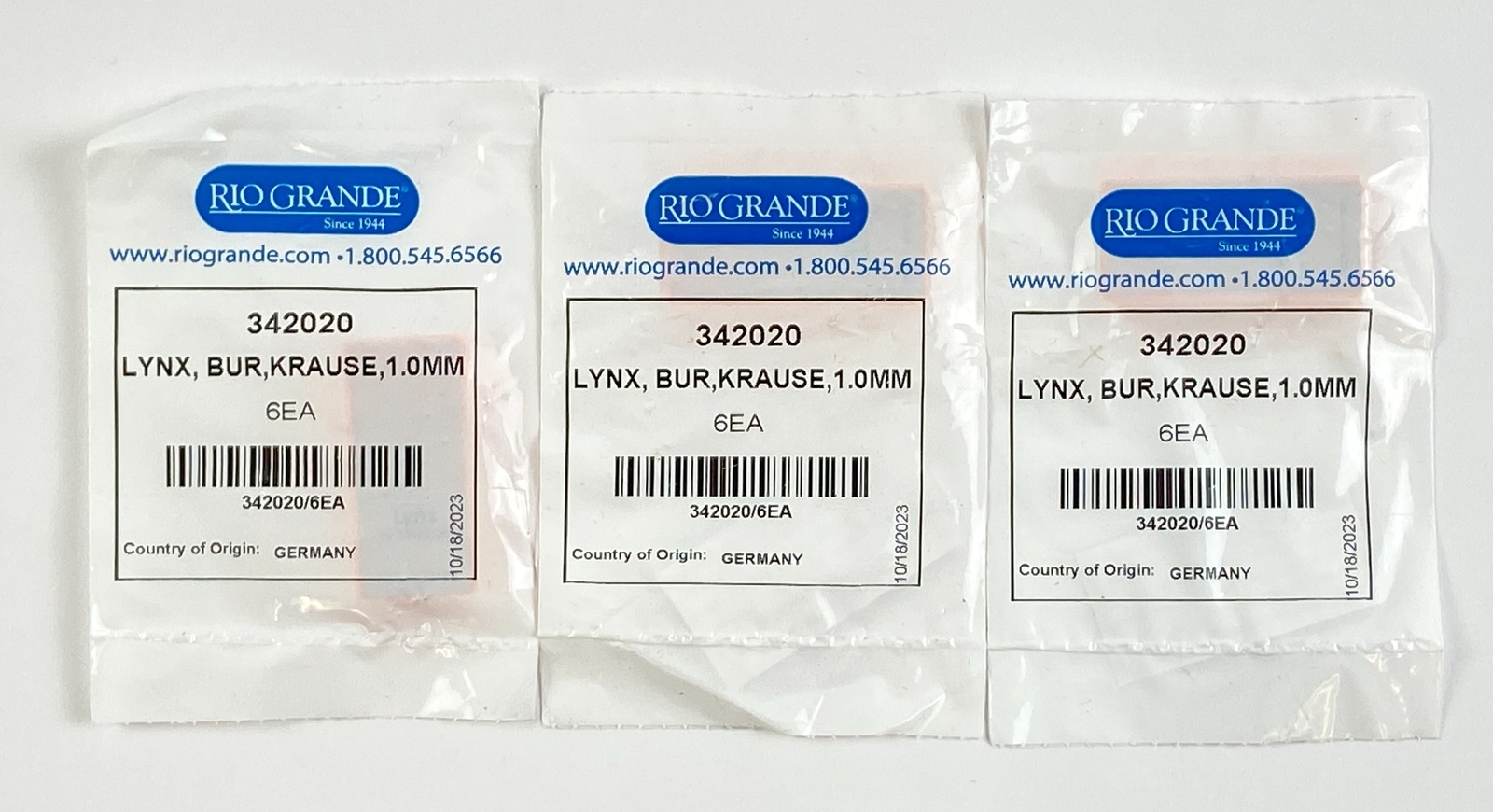 Rio Grande Krause Bur Lynx 1 mm 6-Pack 342020 Set of 3