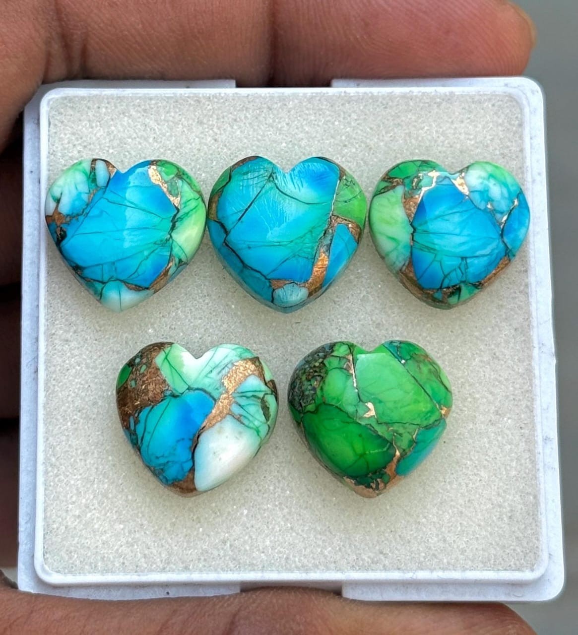 AA++ Oyster Copper Turquoise Heart Shape Cabochon Loose Gemstone Wholesale Lot
