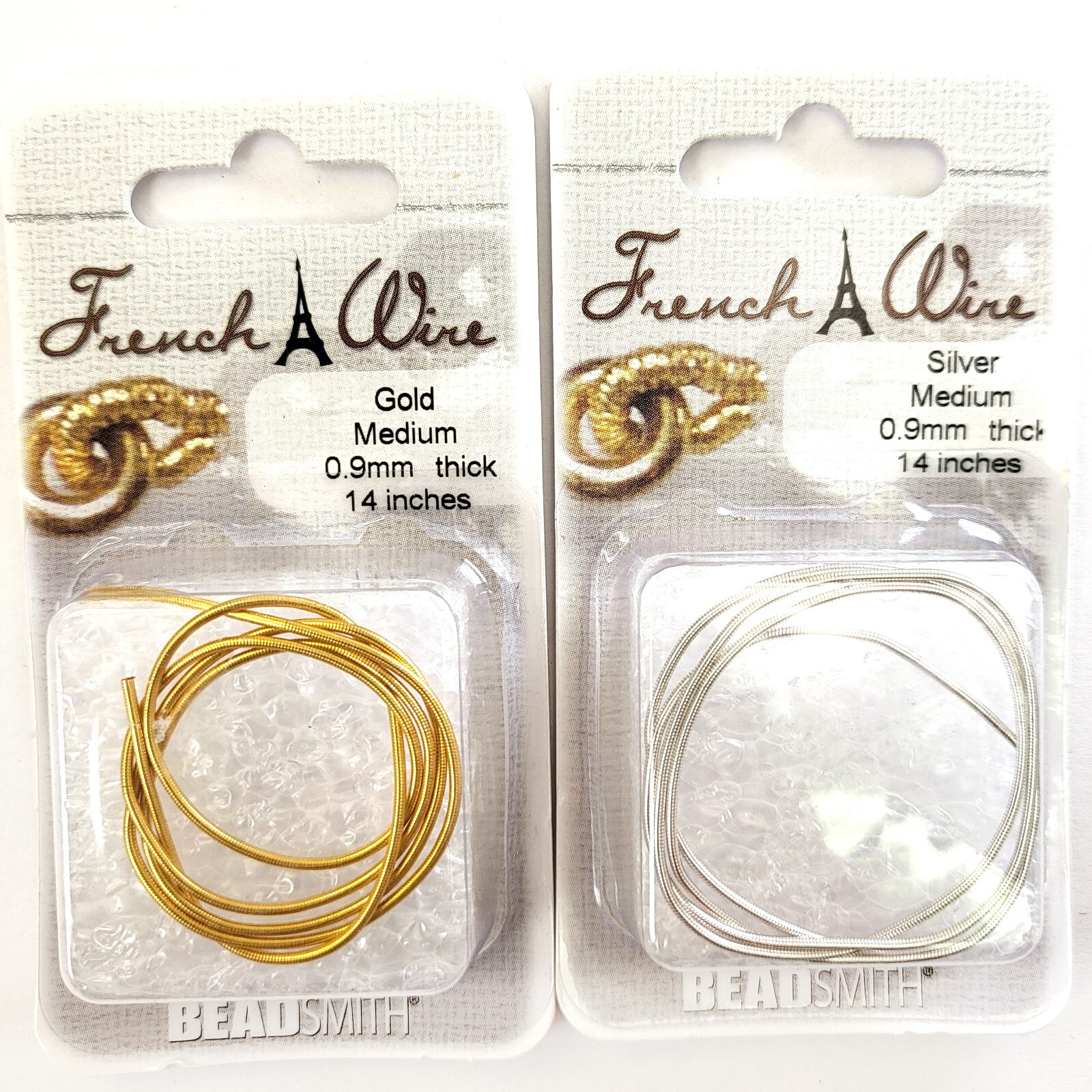 BeadSmith® French Wire Silver Plated Gold Plated 0.9mm Medium Thick 14 inches
