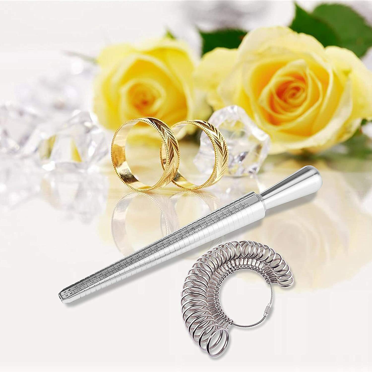 Metal Ring Sizer Gauge Mandrel Finger Sizing Measure Stick Standard Tool Sliver