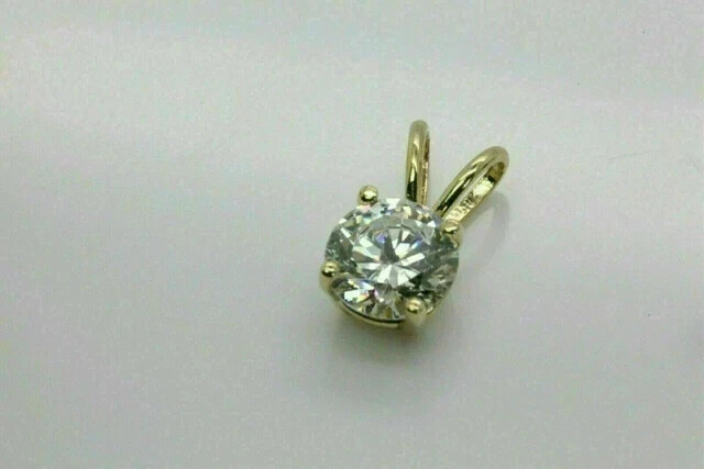 Only Pendant With Free Chain Tester Pass Moissanite Round Yellow Gold Plated 2Ct