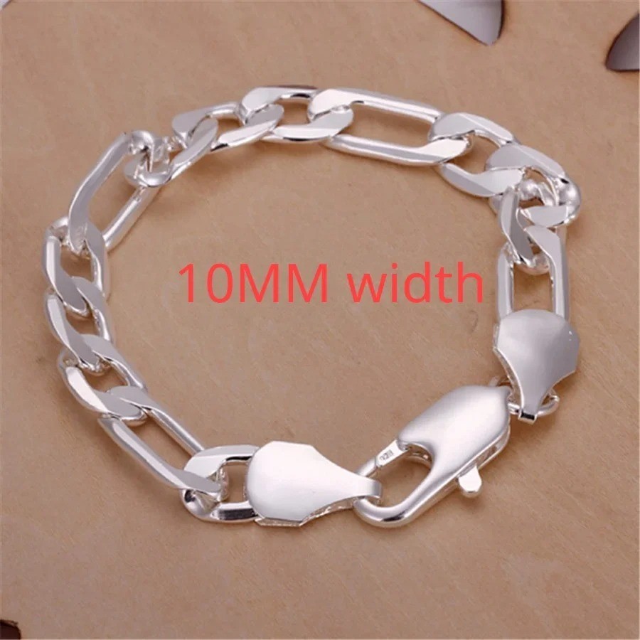 925 Sterling Silver Solid Chain Bracelet Women Men Wedding Gift Jewelry