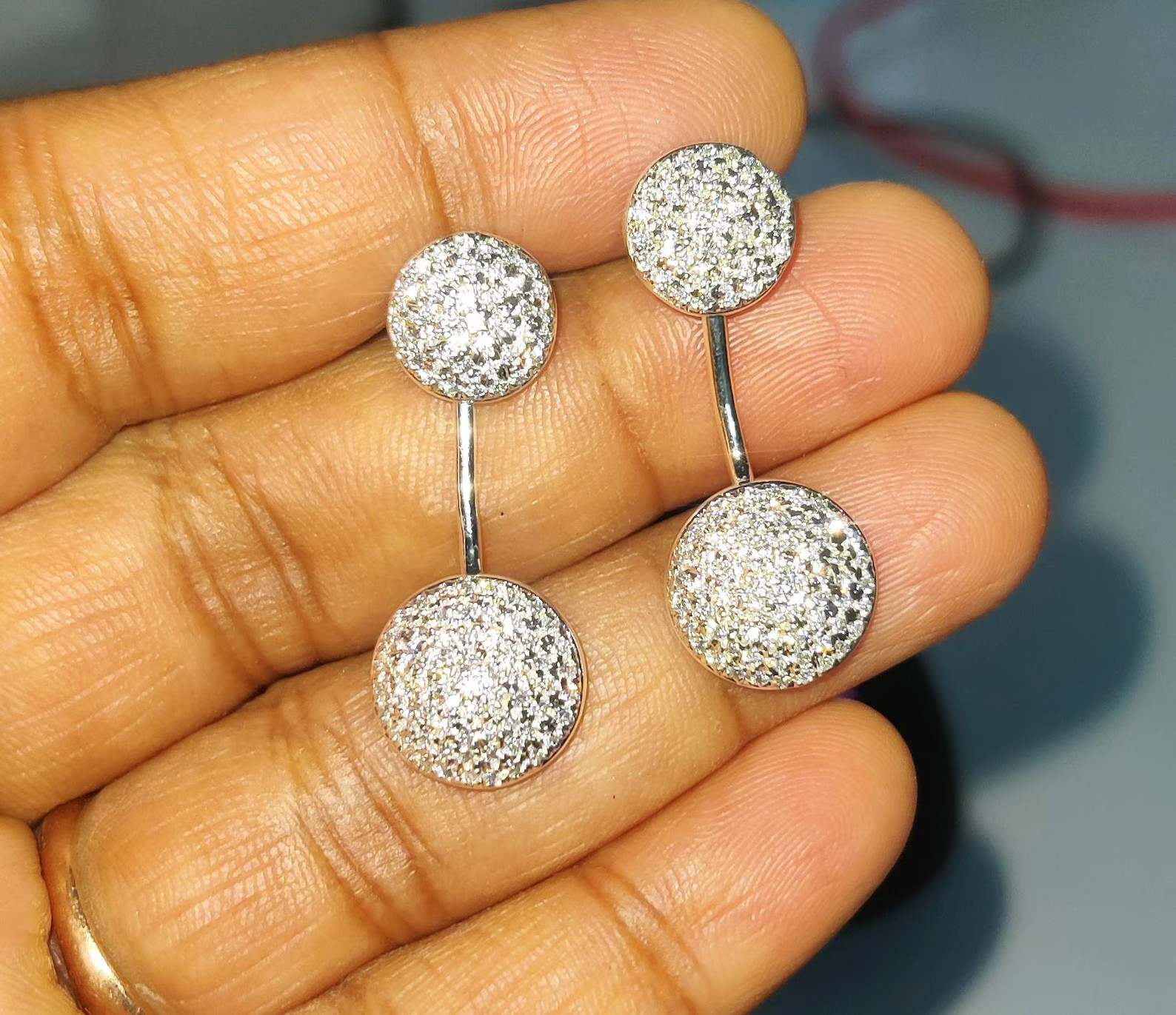 2Ct Round Cut Simulated Diamond Drop Hoop Earrings 925 White Sterling Silver