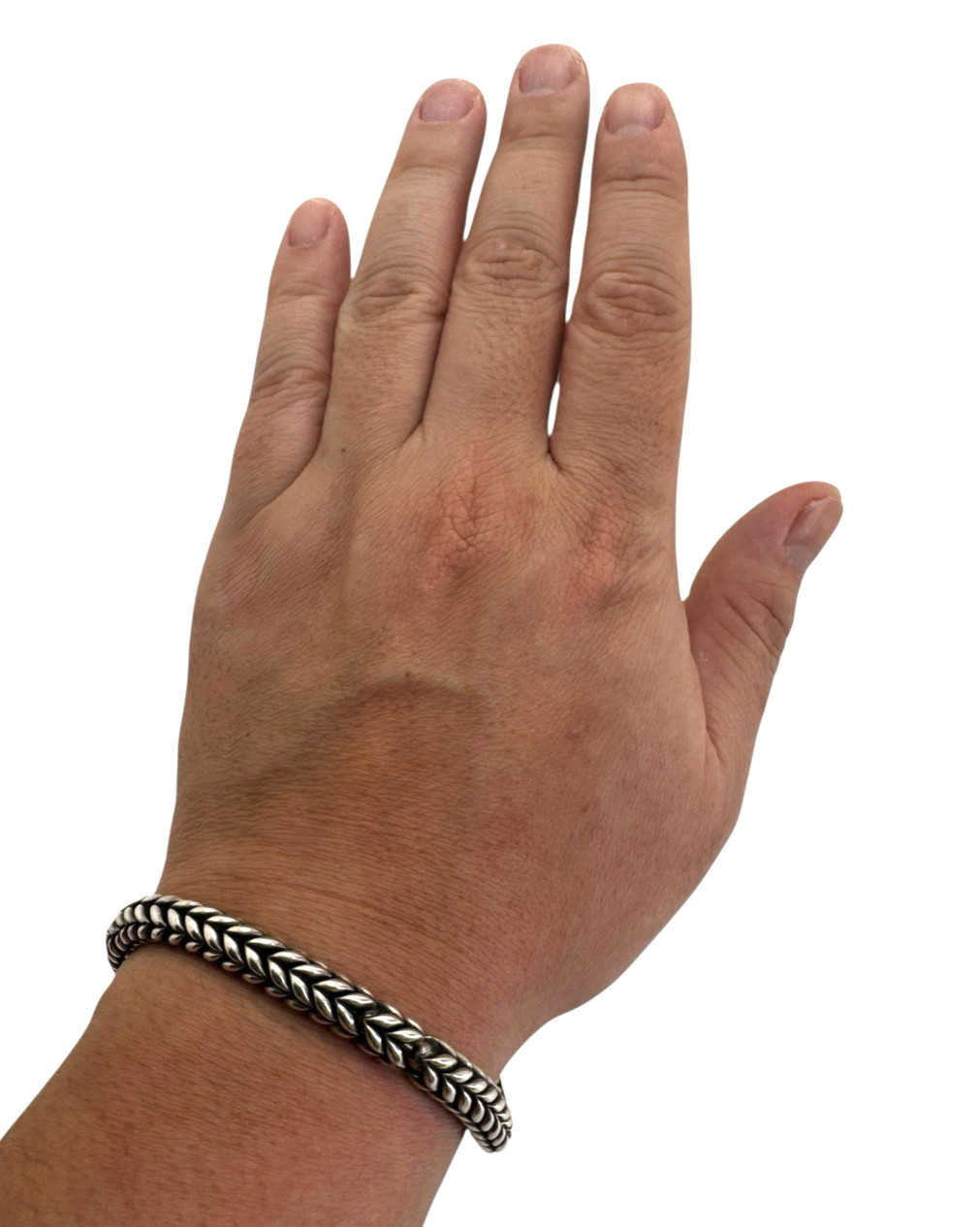David Yurman Sterling Silver Chevron Bead Bracelet 8.25 Inch