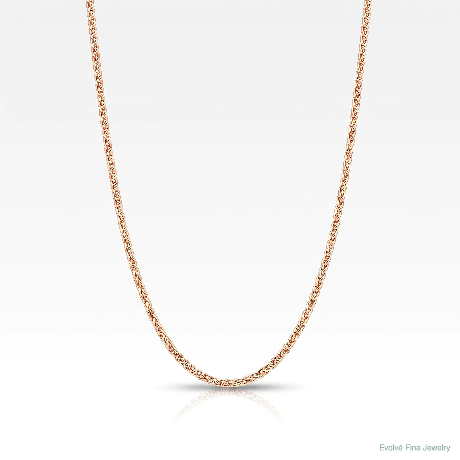 Sterling Silver Rose Gold-Plated Adjustable 1mm Spiga Chain Necklace 22″-30″