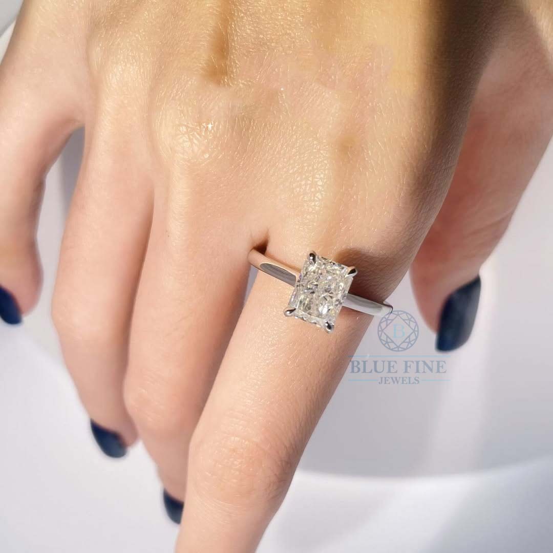 3.00Ct Emerald Cut CZ Diamond Ring 14k Gold Ring Solitaire Engagement Ring