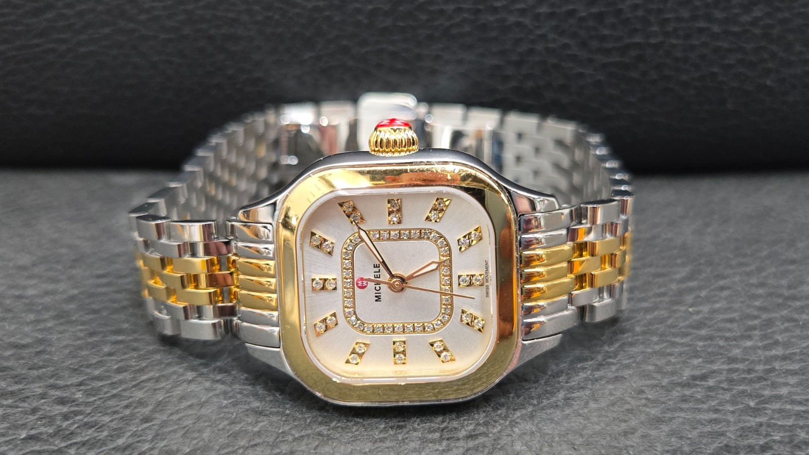 Michele Meggie MMW33B001 Set, Two-Tone Diamond Dial, 7″ Band, 29mm Case Watch