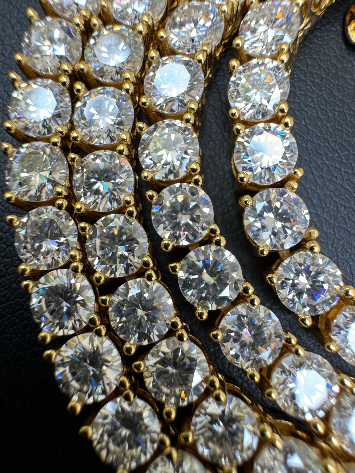MOISSANITE Tennis Chain Real 925 Silver Yellow Rose Gold Plated Necklace 3-7mm