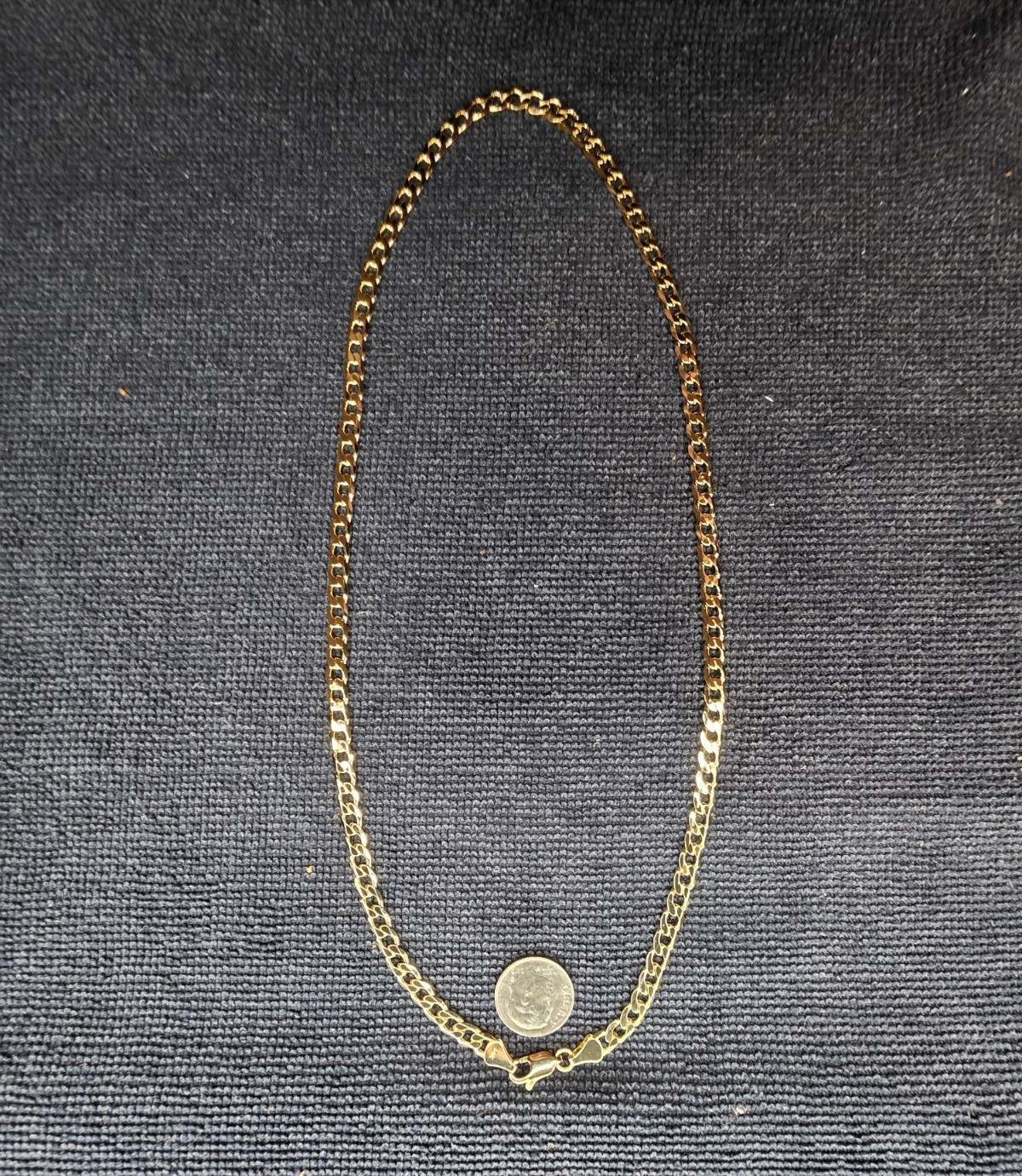 14k Yellow Gold Filled Cuban Link Chain Necklace Lobster Clasp Signed 20 in