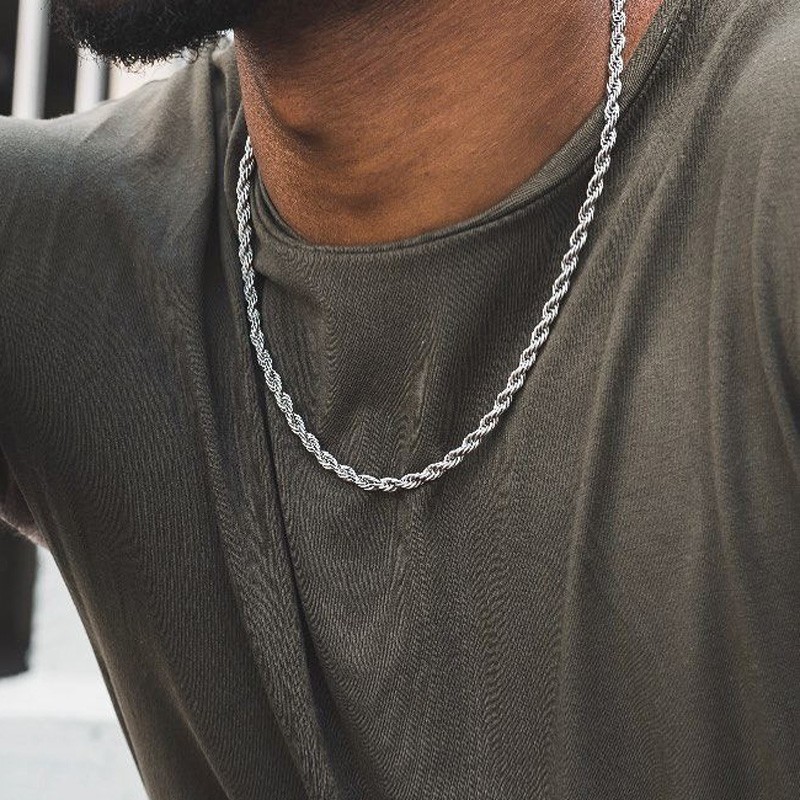 2/3/4mm 316L Stainless Steel Women Men Rope Chains Necklaces 18-32”