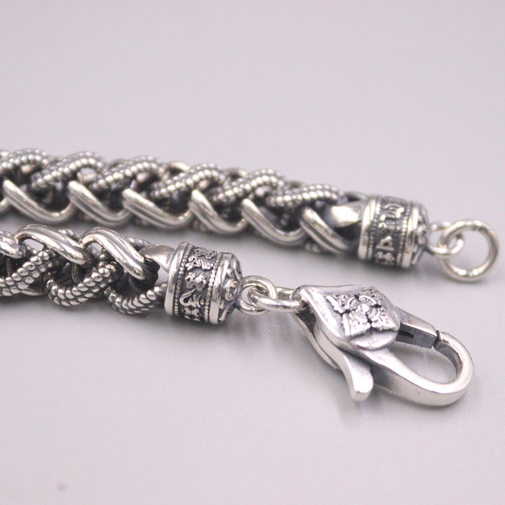 New Arrival Real 925 Sterling Silver Thick Wheat Link Chain Bracelet 7.48inch