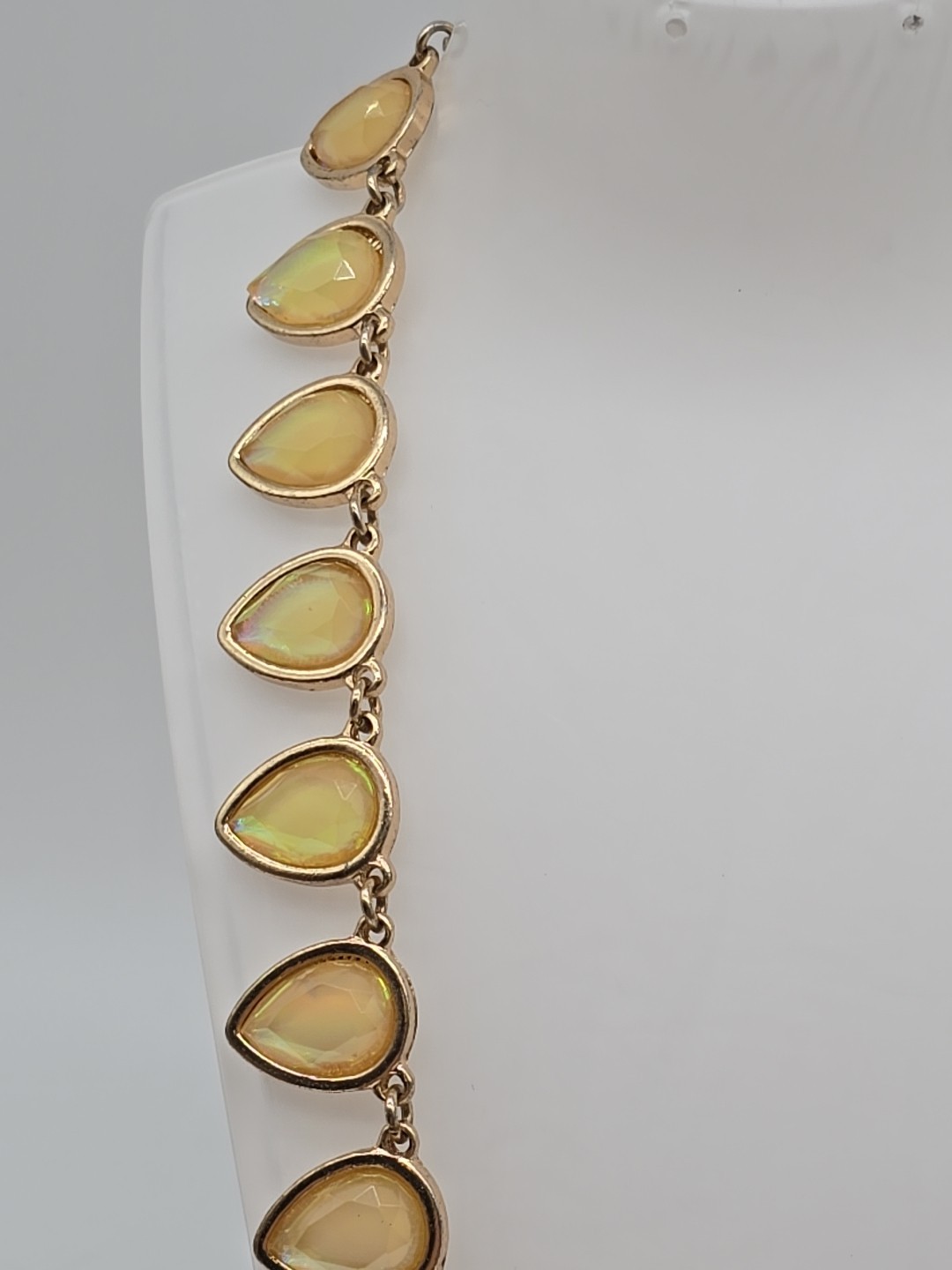 Everyday Wear Yellow Teardrop Statement Necklace and Coordinating Earrings Set