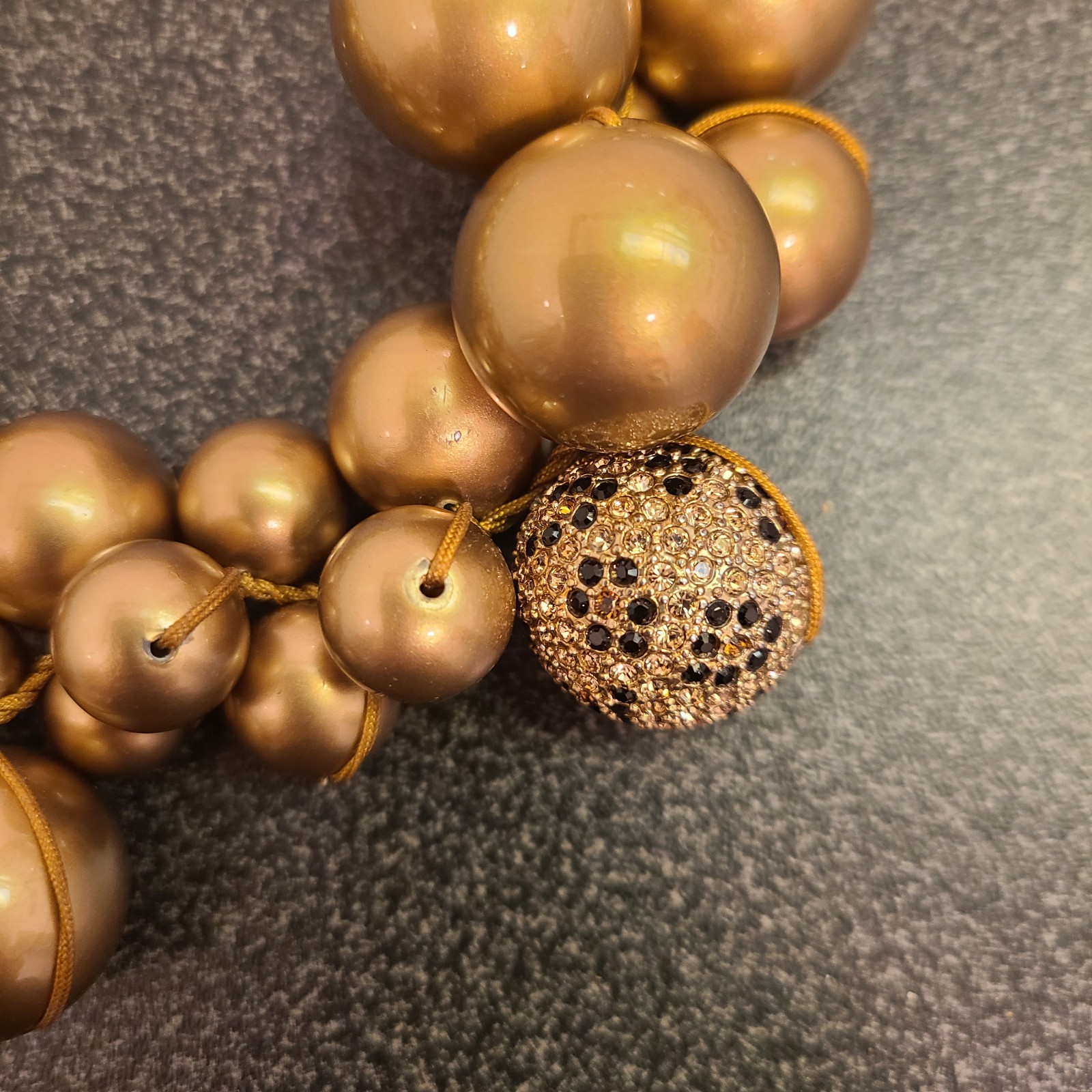 ABS Allen Schwartz Chunky Choker Necklace Giant Gold pearl Statement pc Art Deco