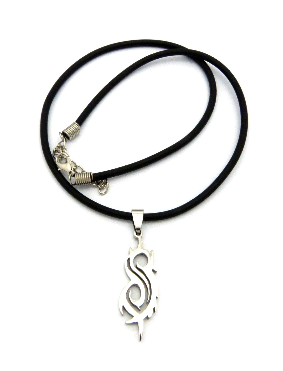 NEW SLIPKNOT STAINLESS STEEL PENDANT &18″ RUBBER CHAIN HIP HOP NECKLACE – RC1463