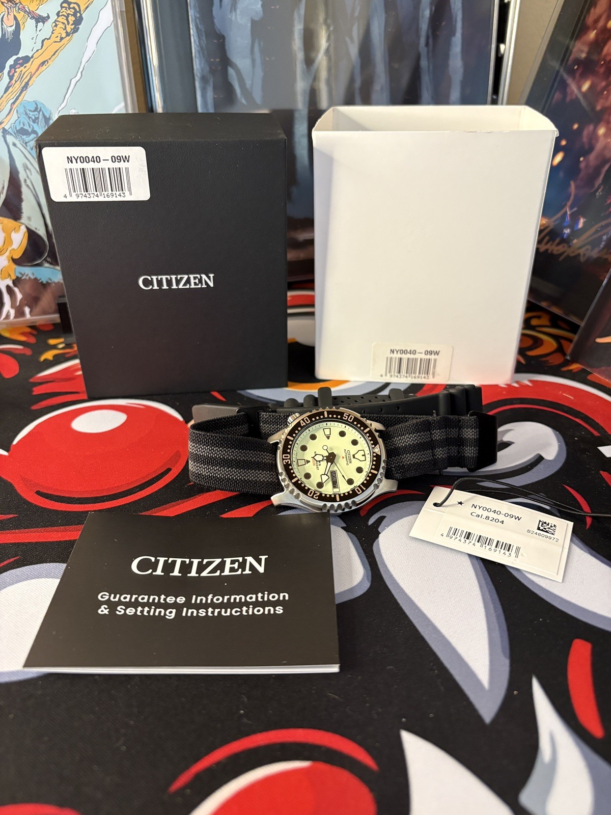 Boxed papers Citizen Men’s Promaster Automatic Diver’s Watch – NY0040-09W lume