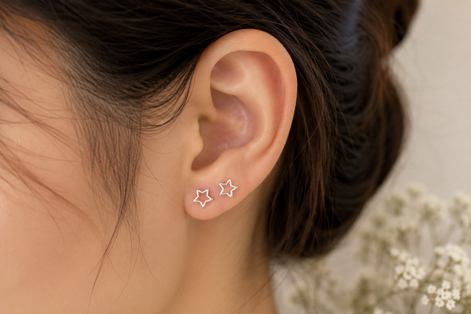 Sterling Silver cut out star Stud Earrings, tiny Stud Earrings, Children Earring