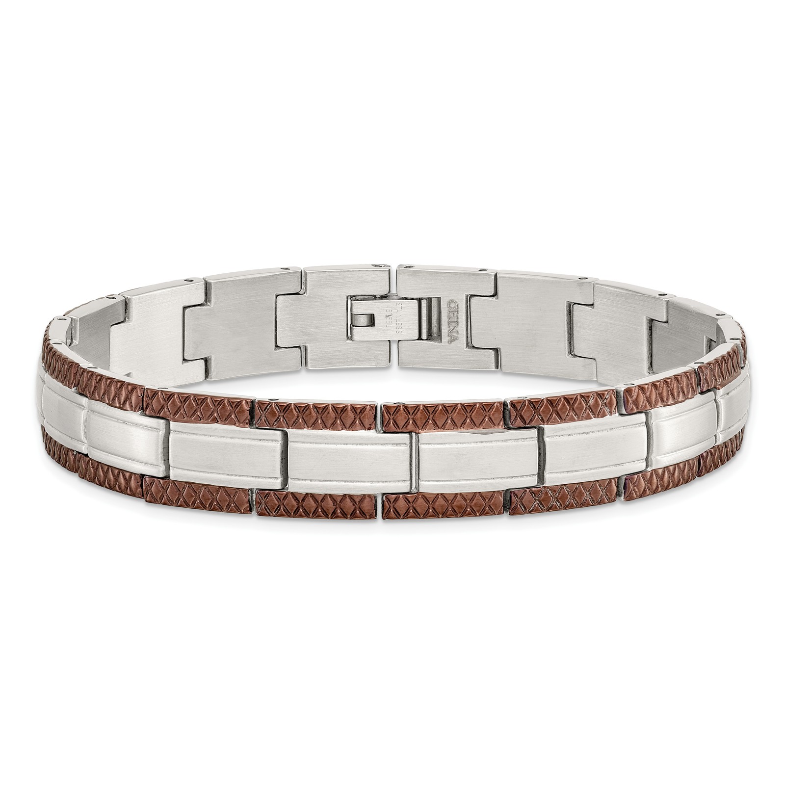 Chisel Stainless Steel Brushed with Textured Brown IP-plated Edges 8.75 inch Lin