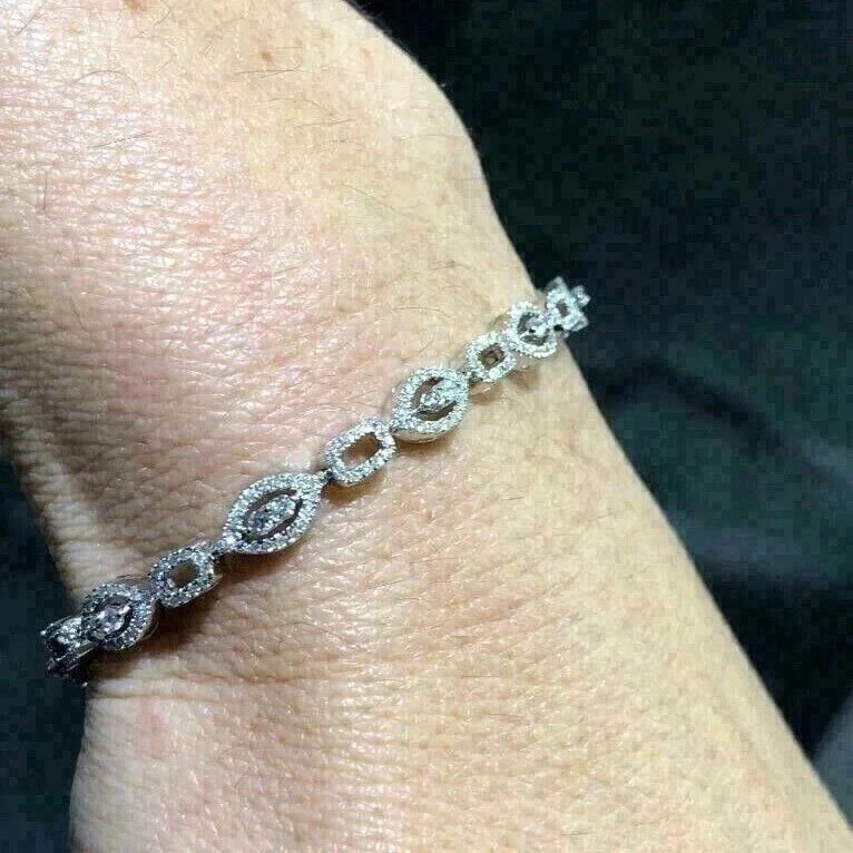 15 Ctw Round Cut Created Diamond Tennis Bracelet 14K White Gold Plated 7.5 Inch