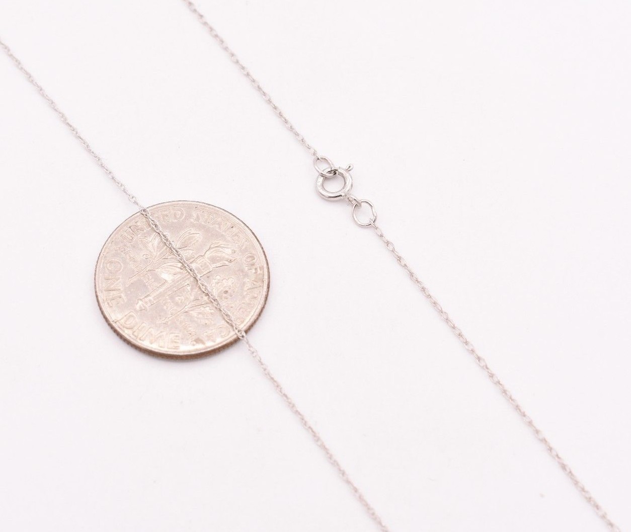 0.6mm Open Dainty Twisted Rope Chain Necklace Real Solid 14K White Gold 16″ 18″