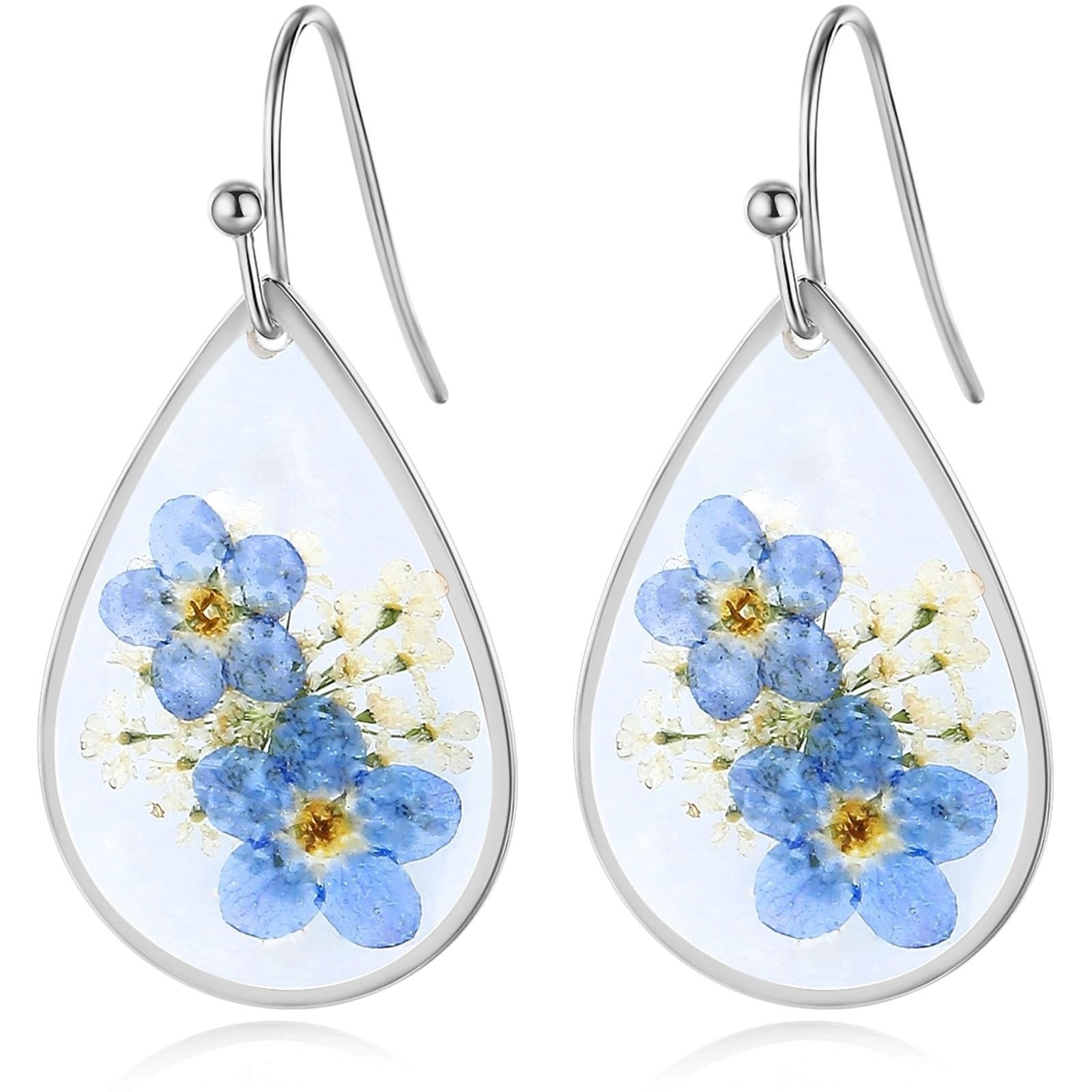 Flower Silver Plated Drop Earrings for Women Cubic Zirconia Lab-Created C2