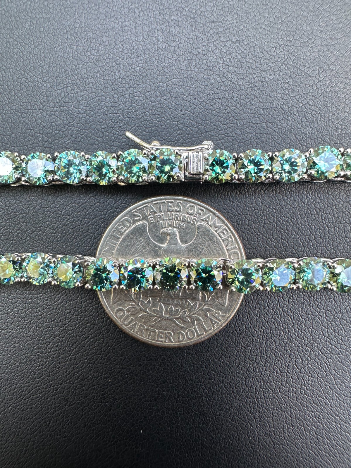 Blue Green MOISSANITE 5mm Tennis Chain 925 Silver Iced Necklace Passes Tester