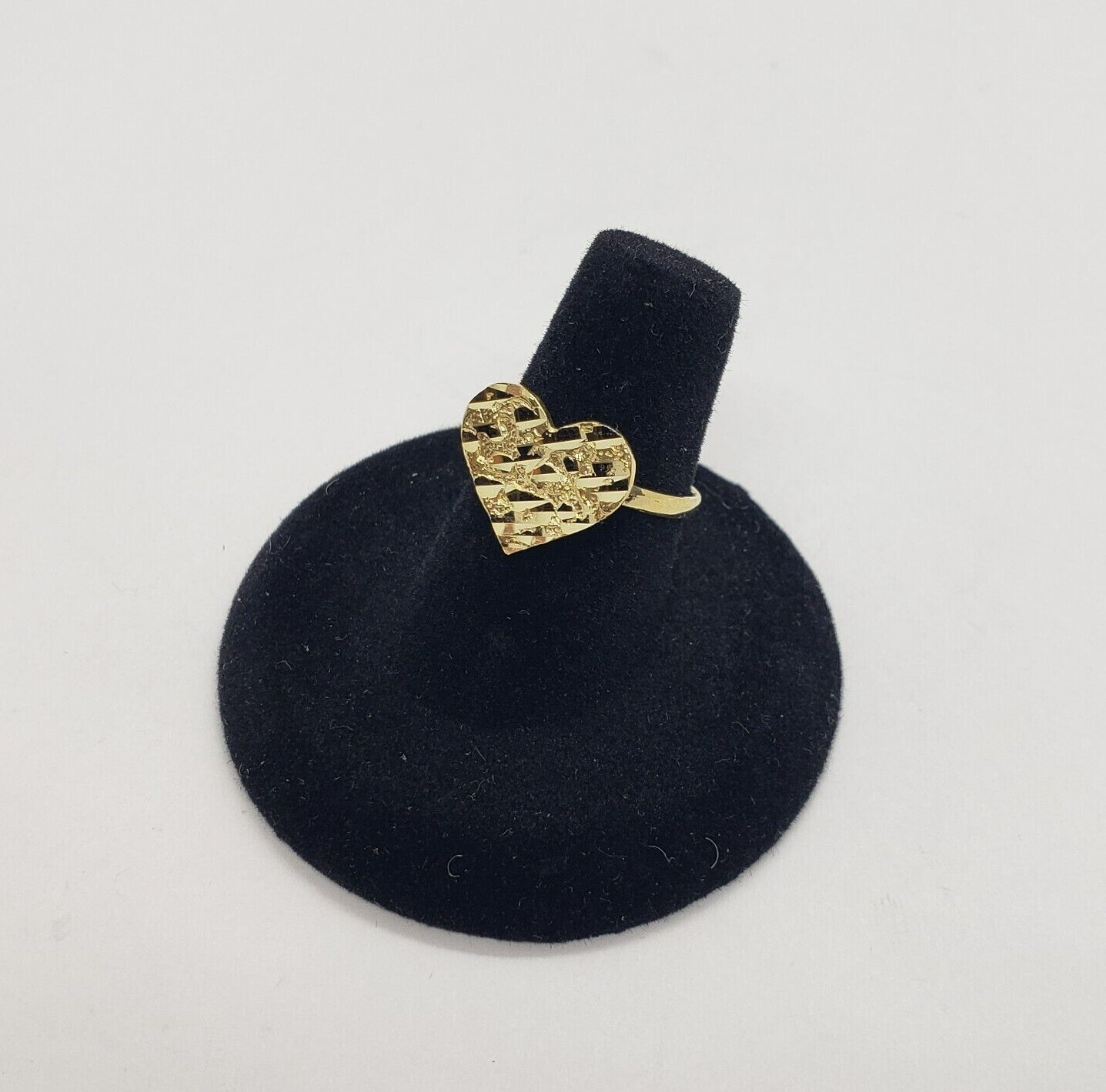 10K Yellow Solid Gold Flat Heart Nugget Ring Small Medium Large Ring Size 3-11