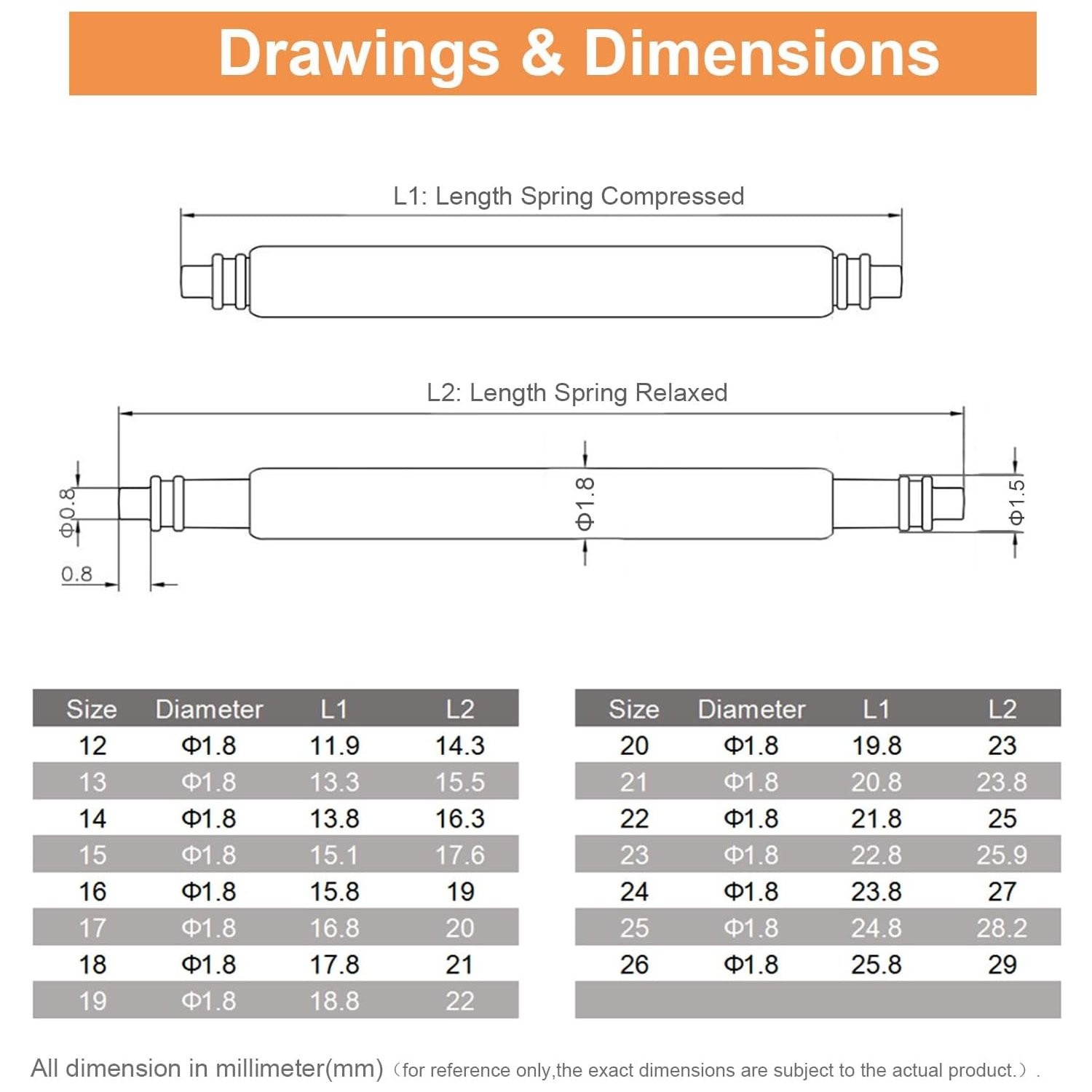 Watch Band Pins Spring Bars Tool Kit with 1.5mm & 1.8mm Thickness for Repair