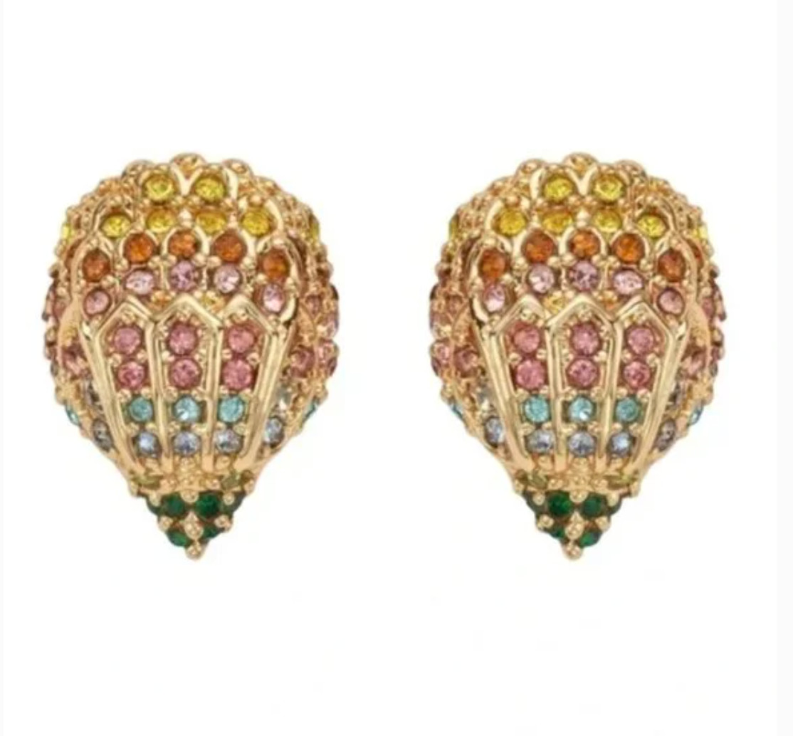 Kurt Geiger Necklace Eagle Head Gold Tone Pave Multicolored Crystals & EARRINGS