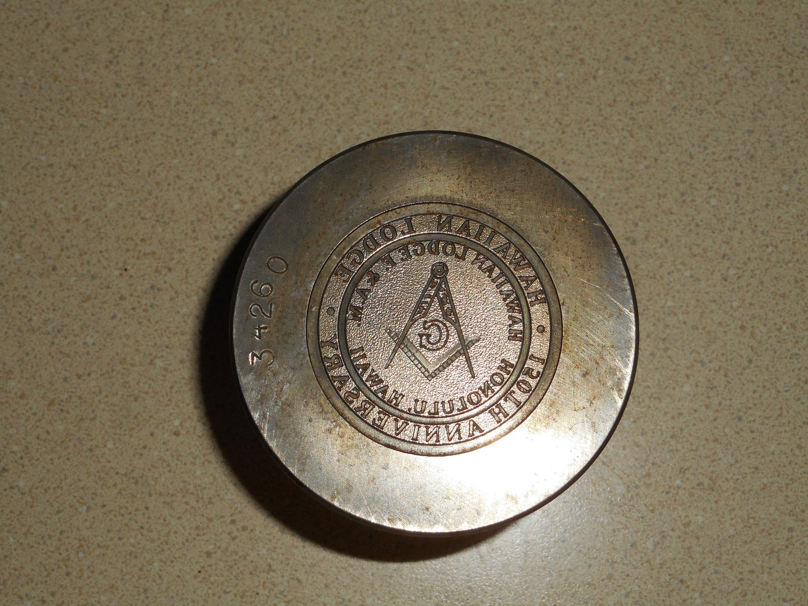 F&AM HAWAII Masonic Grand Lodge Negative Steel Die Jewelry Hub Hob Stamp Tool